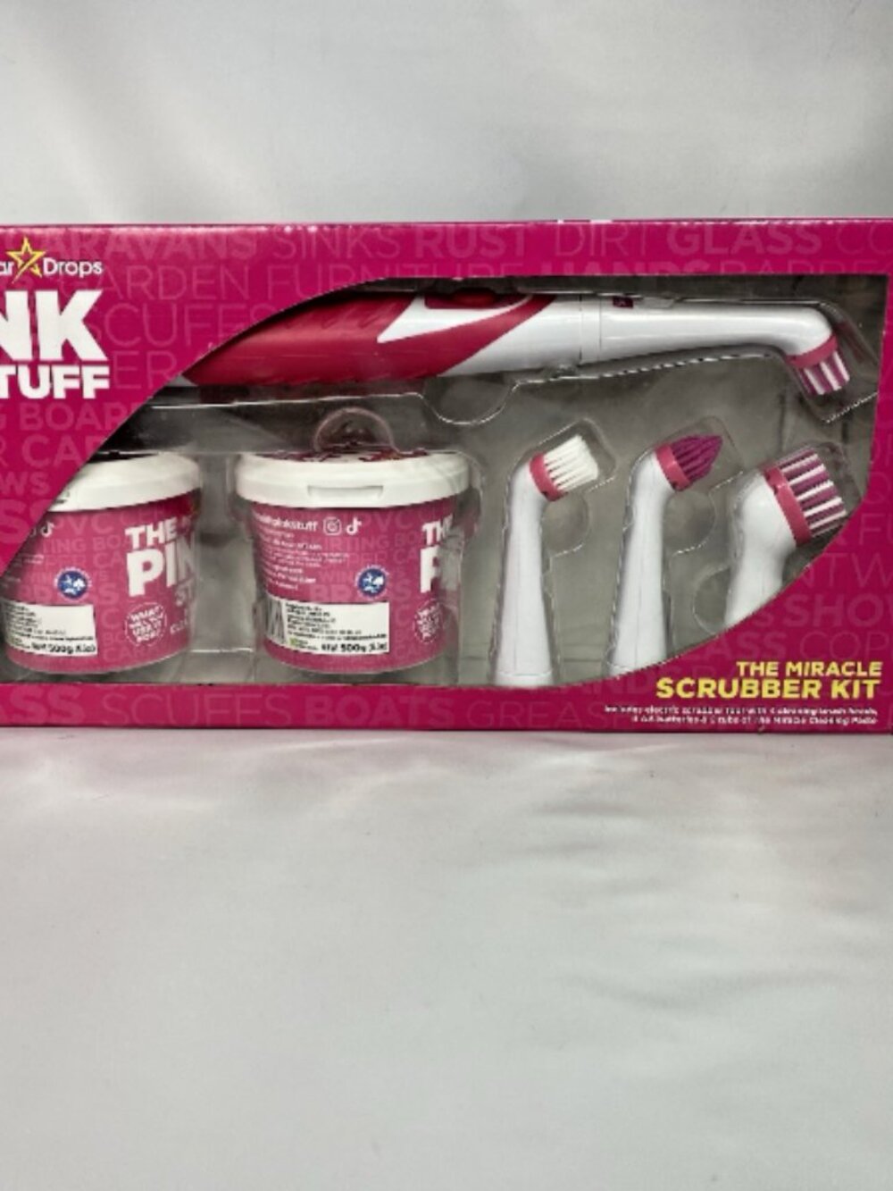 Stardrops The Pink Stuff The Miracle Scrubber Kit 2 Tubs & 4 Brush Heads in Box